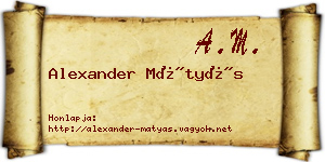 Alexander Mátyás névjegykártya